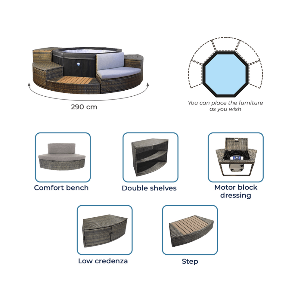 Spa semi rigide - Spa Octopus 4/6 places | Mobilier inclus